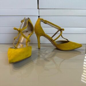 Boden Yellow T-strap suede Pumps size 6